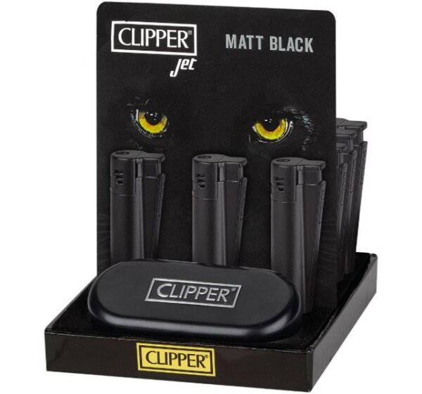 Clipper Metal Jetflame Large  ALL BLACK mit Jet-Flamme, 12er Display