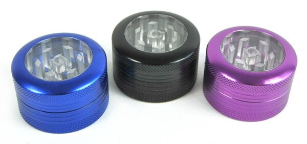 Grinder "Window" (Schwarz, Lila oder Blau) 2-tlg. 28 x 40mm; einzeln