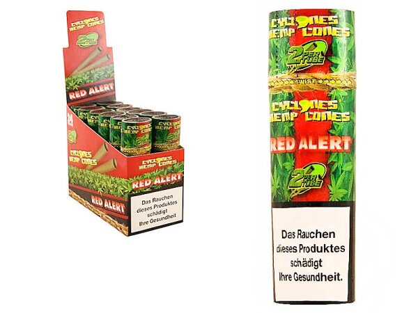 Cyclones Blunts Hemp Cones - RED ALERT (Strawberry), 12x2er Display