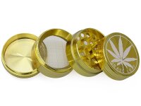 Grinder "Grass Leaf" 4-tlg., gold, 37 x 40 mm