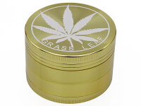 Grinder "Hanfblatt" 4-tlg., Gold, 34 x 51 mm