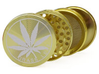 Grinder "Hanfblatt" 4-tlg., Gold, 34 x 51 mm