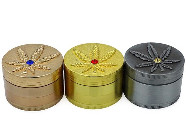 Grinder Hanfblatt mit Stein, 35 x 51 mm; einzeln