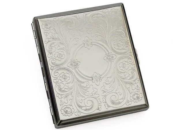 Zigarettenetui "Floral Metall" für 20 Zig., mit Spange, 8er Display