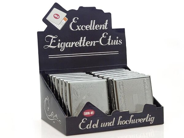 Zigarettenetui "Classic Metall" für 20 Zig., mit Spange, 12er Display