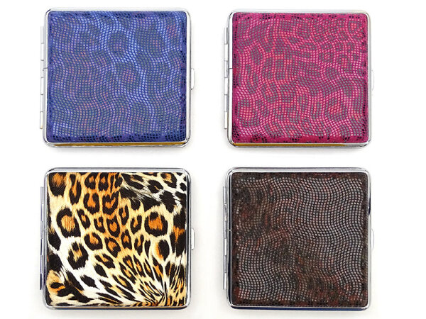 Zigarettenetui "Wild Cat" für 20 Zig., mit Gummiband, 12er Display