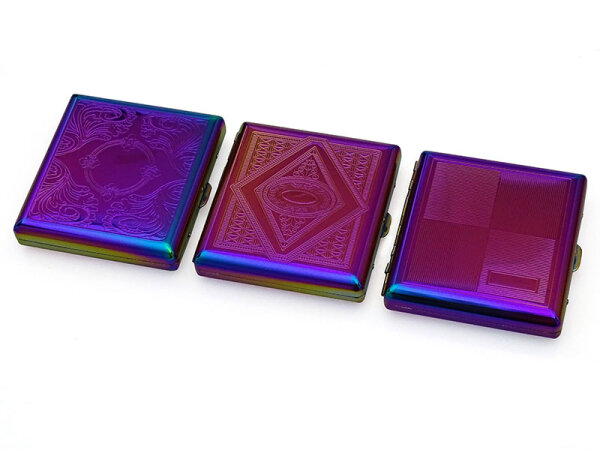 Zigarettenetui "Rainbow" für 20 Zig., mit Spange, 12er Display
