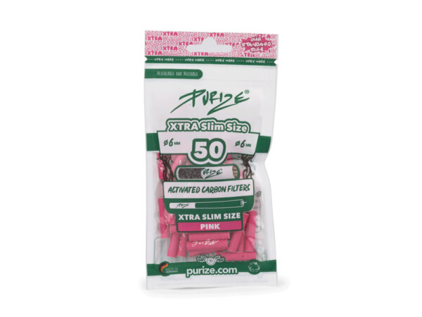 PURIZE Pink, 50er Pack., Xtra Slim Size 5,9mm, Aktivkohlefilter