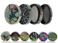 Grinder "Comic" Metall, 6 versch. Motive; 4-tlg.; 52 x 35 mm, einzeln