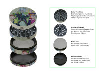 Grinder "Comic" Metall, 6 versch. Motive; 4-tlg.; 52 x 35 mm, einzeln