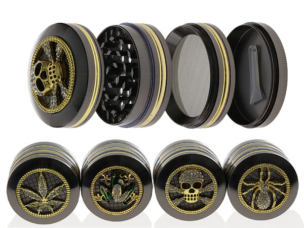 Grinder "Diamonds" Metall; 4 versch. Motive; 4-tlg.; 52 x 43,5 mm, einzeln