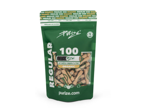 PURIZE Organic, 100er Pack., Regular Size 9mm, , Aktivkohlefilter