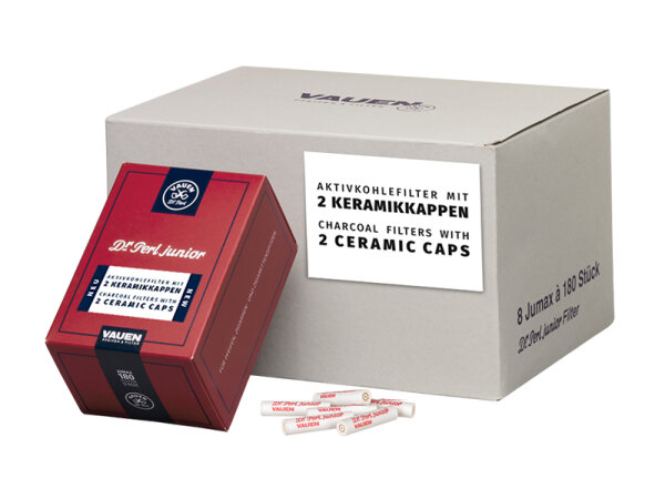 Vauen Pfeifenfilter Dr. Perl Junior - 180er Packung - Aktivkohlefilter mit 2 Keramikkappen; 9mm