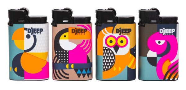 DJEEP Feuerzeuge "Fluo Bird" versch. Farben; 24er Display