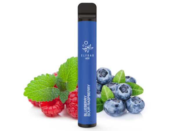 ELFBAR 600 - "Blueberry Sour Raspberry" (Blaubeere, Saure Himbeere) - E-Shisha - ohne Nikotin - 600 Züge