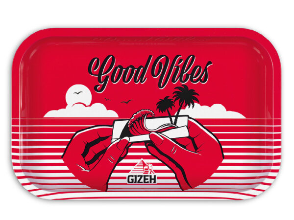 Gizeh Rolling Tray Drehunterlage Metall - "Good Vibes" M