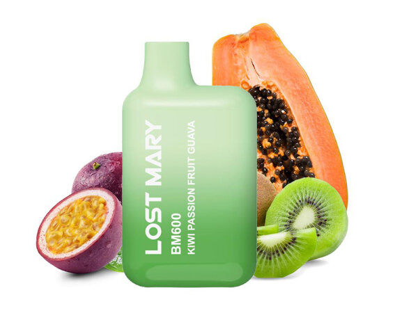 Lost Mary BM600 "Kiwi Passion Fruit Guava" (Kiwi Passionsfrucht Guave) E-Shisha - 20mg - ca. 600 Züge