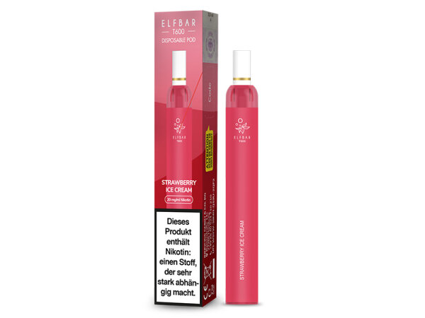 ELFBAR T600 - Strawberry Ice Cream (Erdbeer, Eiscreme) - E-Shisha - 20mg - 600 Züge