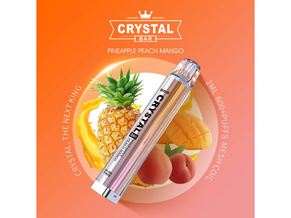 Crystal Bar - Pineapple Peach Mango (Ananas, Pfirsich, Mango) - E-Shisha - 2% Nikotin - 600 Züge