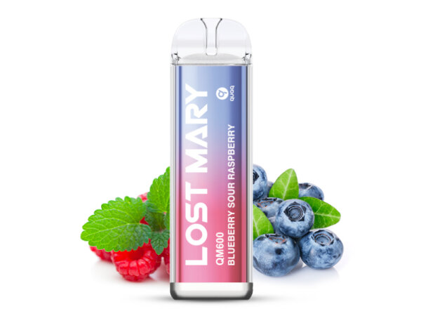 Lost Mary QM600 - Blueberry Sour Raspberry (Blaubeeren, Saure Himbeere) - E-Shisha - 20mg - 600 Züge