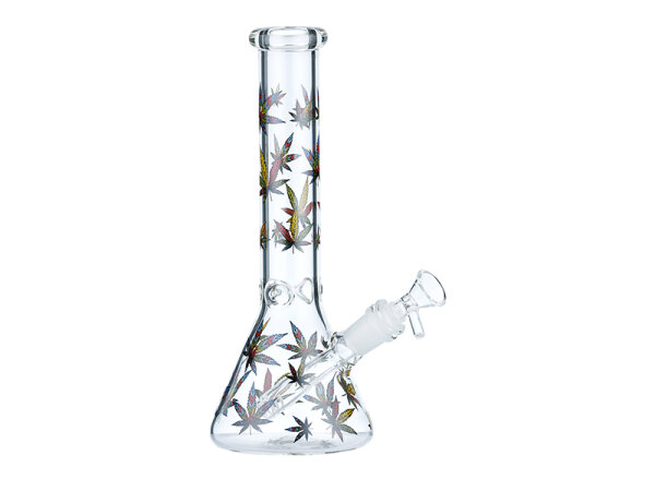 Glasbong "ICE" konisch; Hanf bunt, Höhe 25cm; Ø 5cm; Schliff 18mm