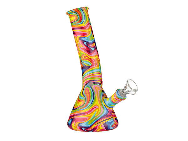 Glasbong "Super Heroes ICE" konisch; bunt, Höhe 19,5cm; Ø 3,5cm; Schliff 14,5mm