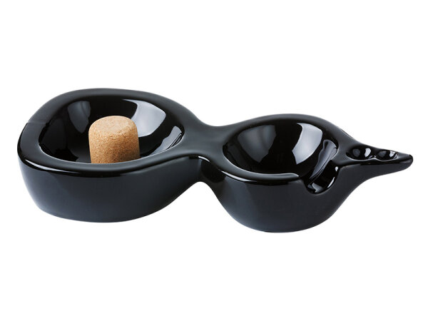 Pfeifenaschenbecher "Schwarz" Keramik mit einer Ablage; 24x11x4cm;  einzeln