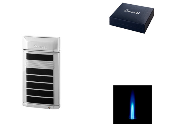 Zigarrenfeuerzeug "Caseti" chrom-schwarz; Tours Jet-Flame, mit Bohrer