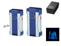 Zigarrenfeuerzeug "Winjet" blau/chrom; 4er Jet,...