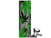 Glasbong "Leaves Green" Black Leaf, Höhe 40cm; Ø 5,1cm; Schliff 18,8mm