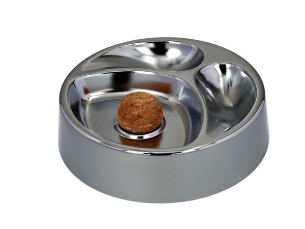Pfeifenaschenbecher Metall chrom; 2 Ablagen; Ø 16cm