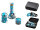 Glasbong-Set "Skull blau Mini" Höhe 15cm; Ø 4cm + Grinder + Aufbewahrungstasche