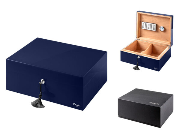 Humidor Caseti "Paris" Set; dunkelblau, 36,8x27,7x13,6 cm, abschließbar