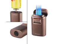 Zigarrenfeuerzeug "Monaco", 4er blaue Flamme, mit Zigarrenablage