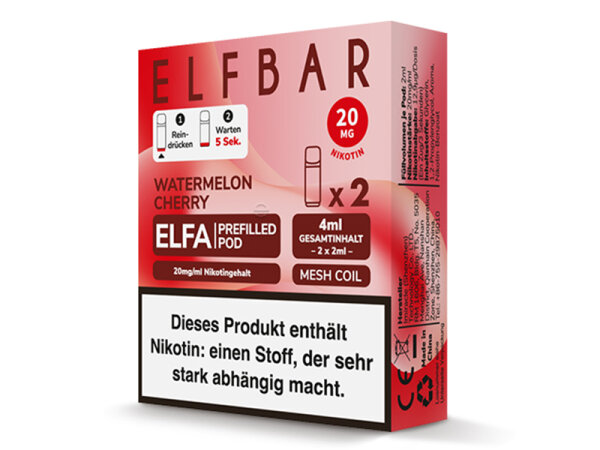 ELFBAR ELFA Prefilled Pod - Watermelon Cherry (Wassermelone, Kirsche) - 20mg - 2er Set