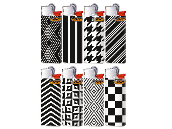 BIC Mini J25 Reibrad Feuerzeuge "Black & White", 50er Display
