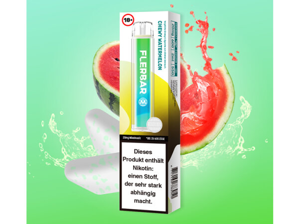 Flerbar M - Chewy Watermelon (saftige Wassermelone) - E-Shisha - 20mg - 600 Züge