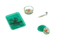 Raucher-Set "Monkey King" Grinder+Pipe+Ascher+Tray - Grün