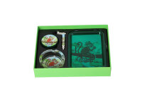 Raucher-Set "Monkey King" Grinder+Pipe+Ascher+Tray - Grün