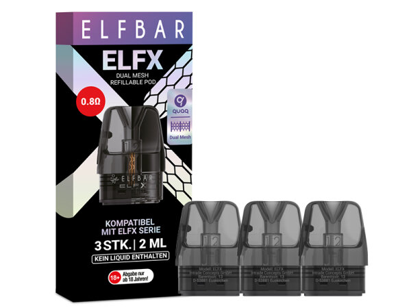 ELFBAR ELFX - Refillable Pod - Mesh Coil 0,8 Ohm, 2 ml, 3er Set