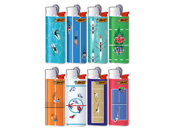 BIC Mini J25 Reibrad Feuerzeuge "Compet", 50er Display