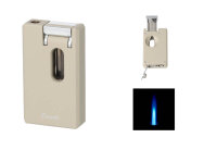 Zigarrenfeuerzeug "Caseti" grau-beige/matt, Soft Jet-Flame, mit Abschn. Kerbschnitt u. Bohrer