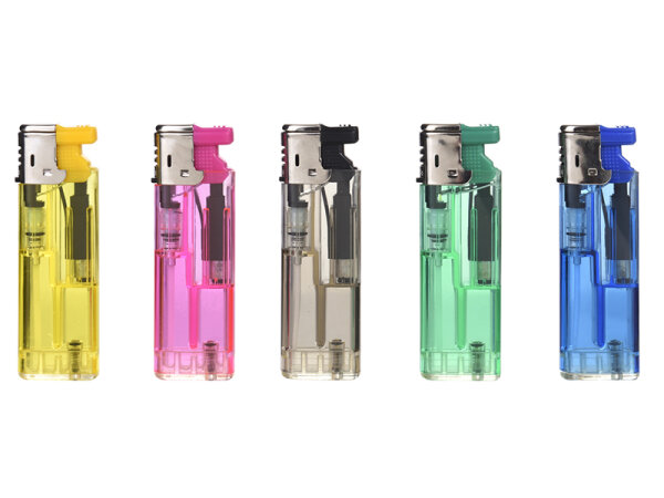 Sturmfeuerzeuge "Clear Color", Turbo-Flame, 5-fach sortiert, 50er Display