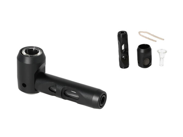 Handpfeife "Super Heroes" schwarz, mit Glaseinsatz, 10,5cm