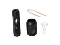 Handpfeife "Super Heroes" schwarz, mit Glaseinsatz, 10,5cm