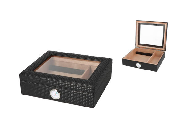 Humidor "Diamond schwarz" mit Hygrometer/Humidifier 26,4 x 22,8 x 8,3 cm