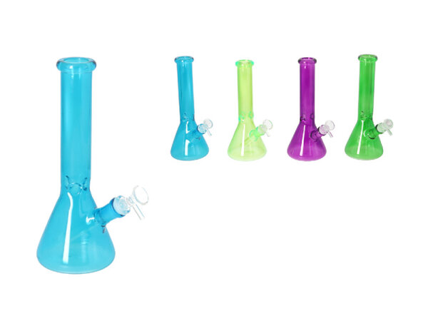 Glasbong "Polarlicht" Höhe 26 cm, Ø 4cm, Schliff 18, 4-fach sortiert, einzeln