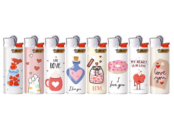 BIC Mini J25 Reibrad Feuerzeuge "Love", 50er Display