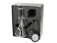 Glasbong Set - Mini Bong Ice + Plastikgrinder 3tlg....