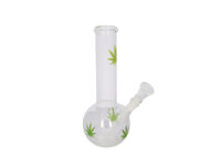 Glasbong Kugel "Hanfblatt grün" transp.,...